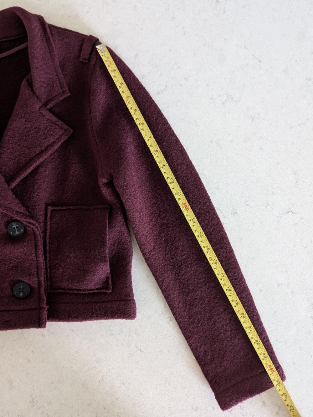 Diesel 100% Wool Dark Deep Red Cropped Double Breasted Jacket Small - Picture 15 of 16